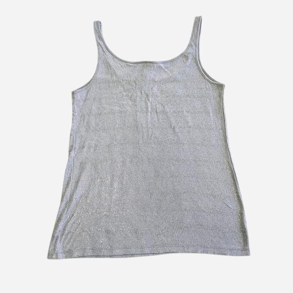 Bisou Bisou cotton sparkle gray tank top layering cami - Picture 7 of 7